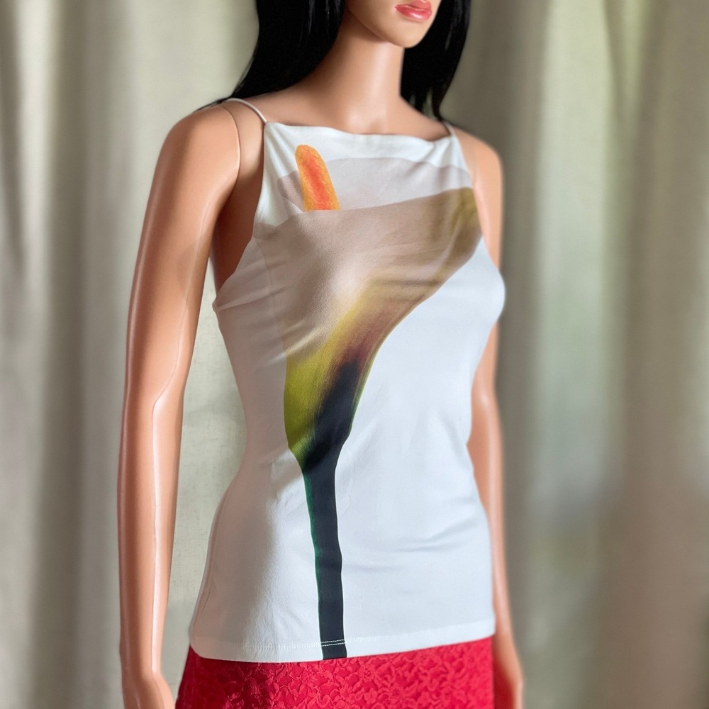 Zara White Calla Lily Square Neck Spaghetti Strap Camisole Top Clean Girl Y2K L